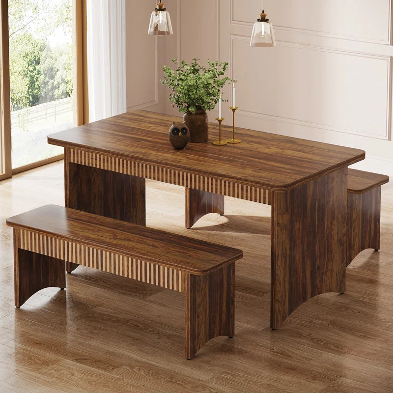 Dining Table Set for 4-6 Person, 3 Piece Kitchen Table Set