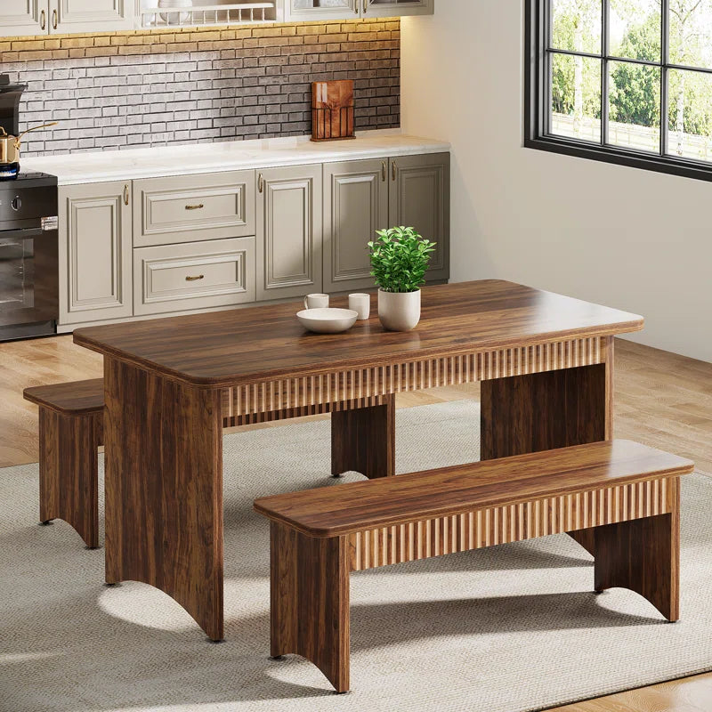 Dining Table Set for 4-6 Person, 3 Piece Kitchen Table Set
