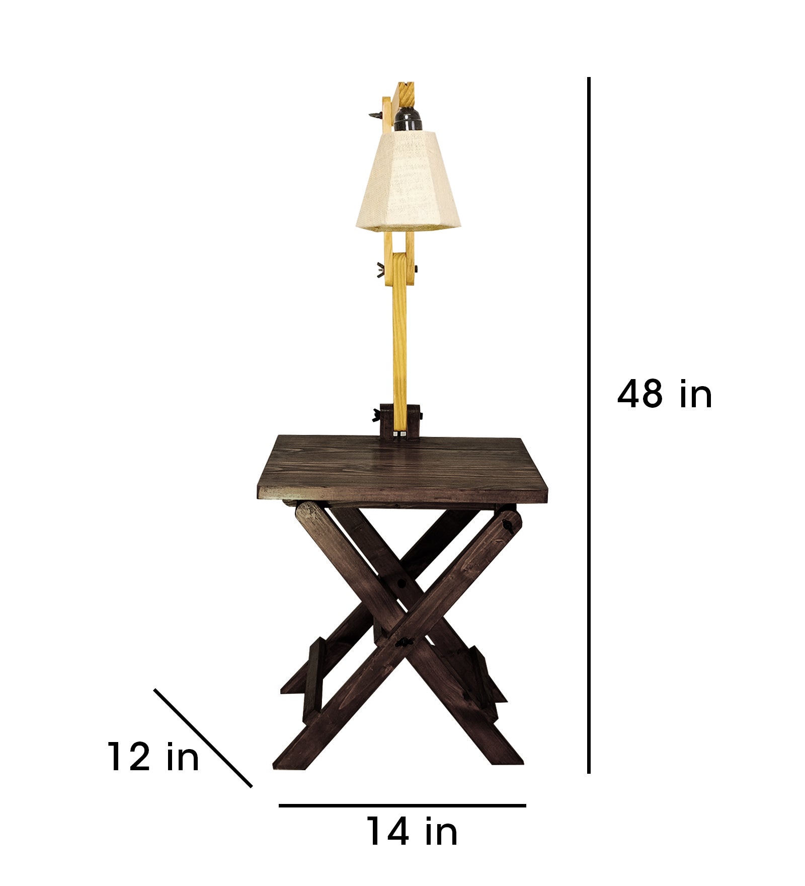 Regis Wooden Floor Lamp with Brown Base and Jute Fabric Lampshade (BULB NOT INCLUDED)