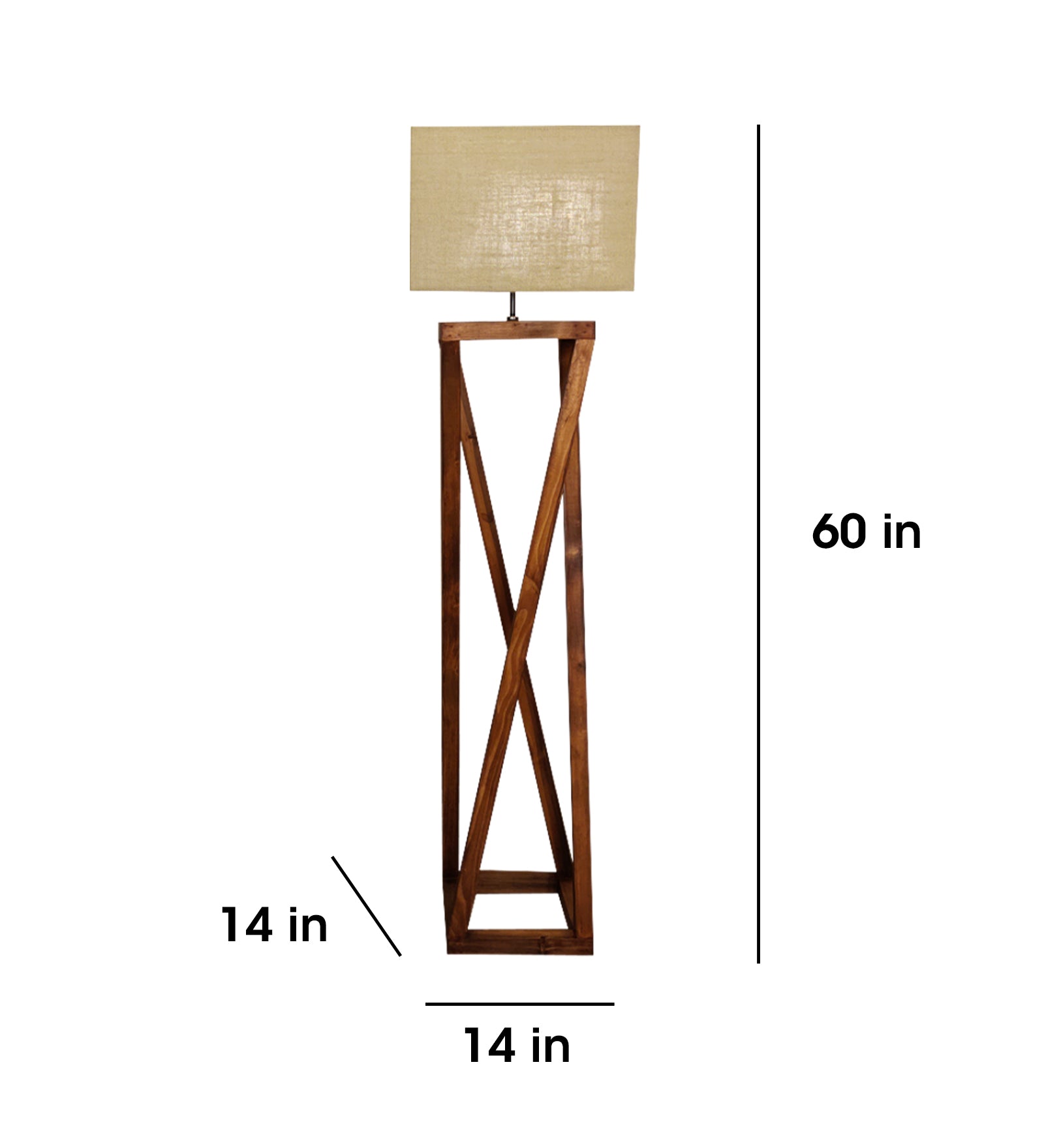 Remy Wooden Floor Lamp with Brown Base and Beige Fabric Lampshade (BULB NOT INCLUDED)