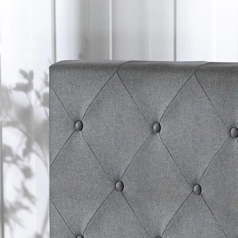 Ridley Button Detailed Headboard Upholstered Bed Frame - Ouch Cart 