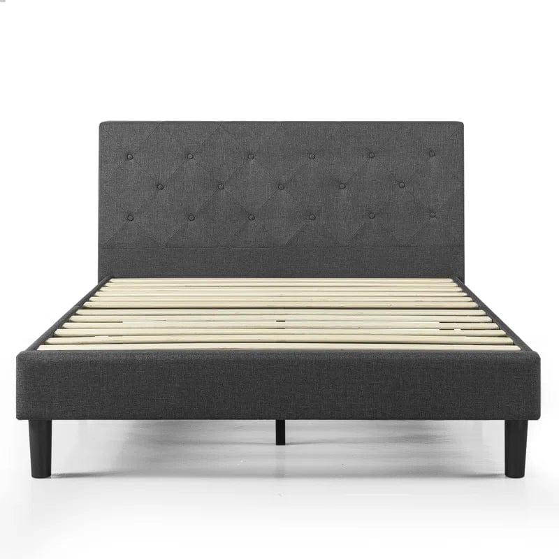 Ridley Button Detailed Headboard Upholstered Bed Frame - Ouch Cart 