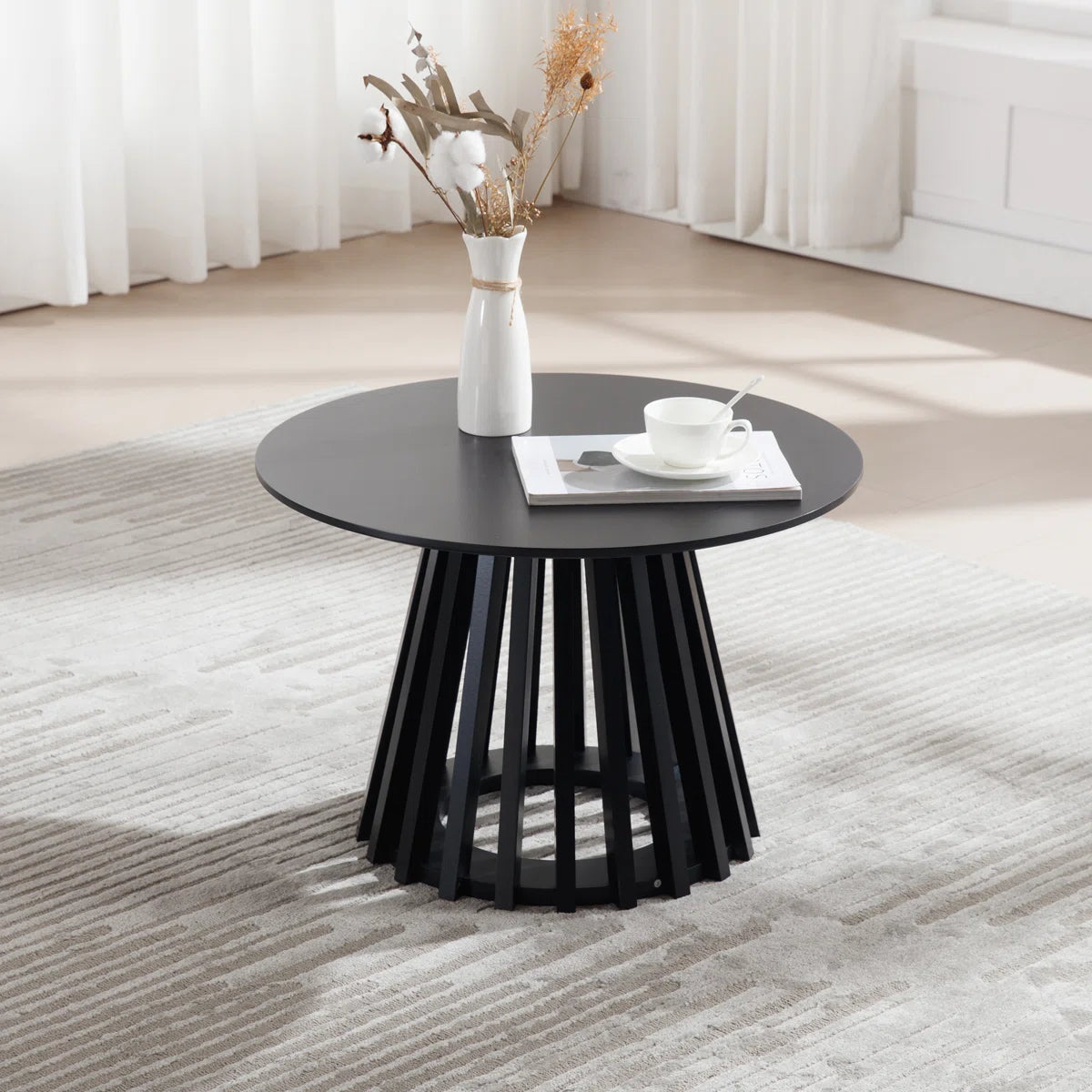 Rilma Solid Wood Base Single Coffee Table, Round Coffee Table for Living Room-OUCH CART | Center  table