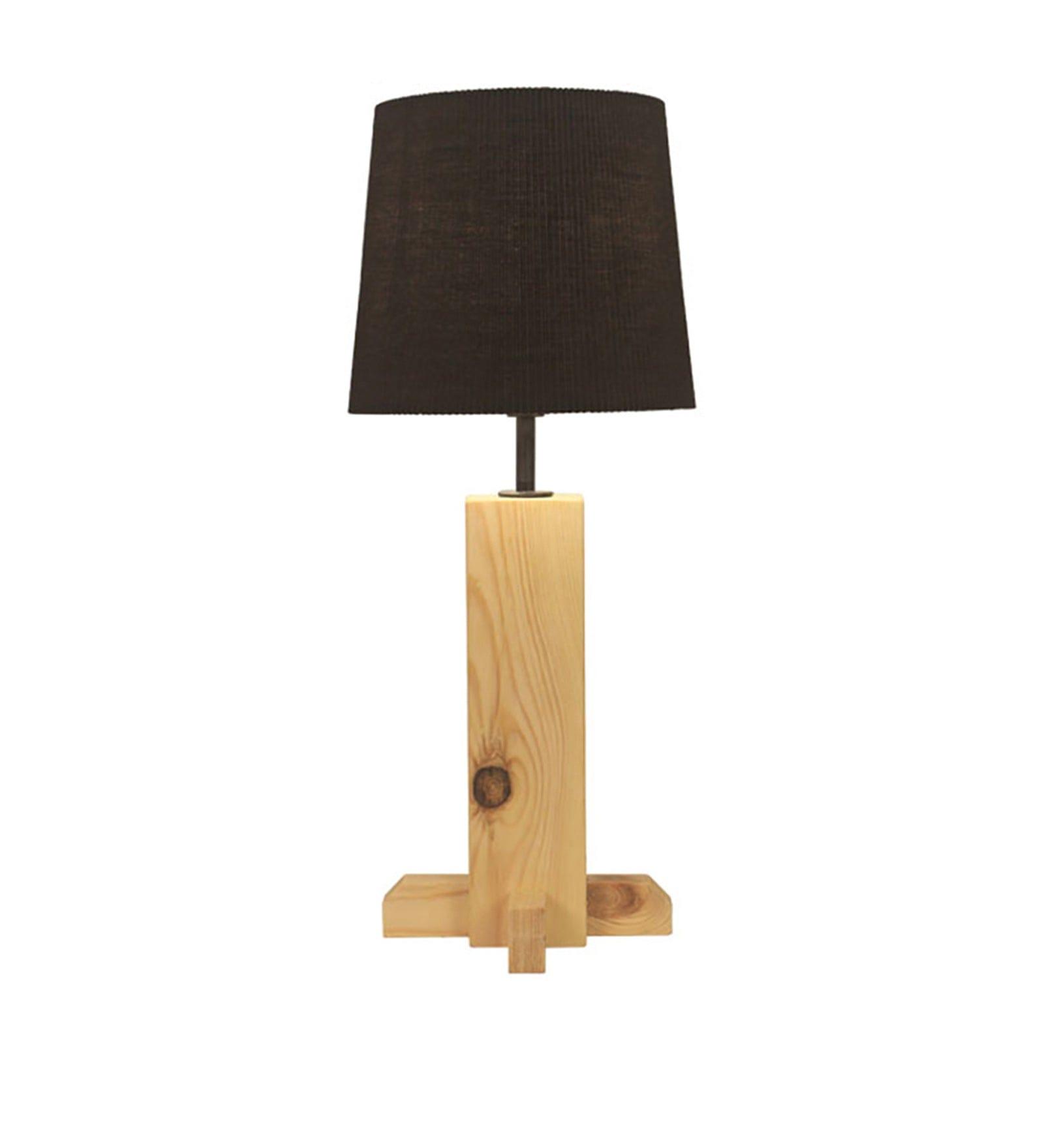 Rocket Beige Wooden Table Lamp with Black Fabric Lampshade (BULB NOT INCLUDED) - Ouch Cart 