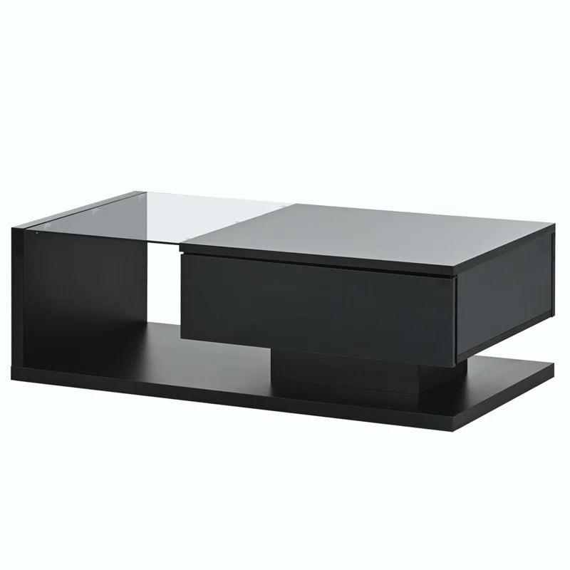 Coffee Table with Storage,Modern Coffee Table with Tempered Glass