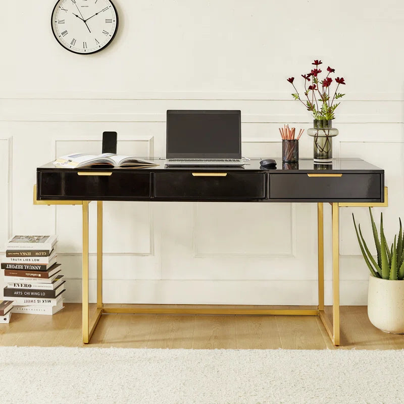 62'' W Rectangle Writing Desk with Built-in Charging Station，Cable Management，Slot Holders