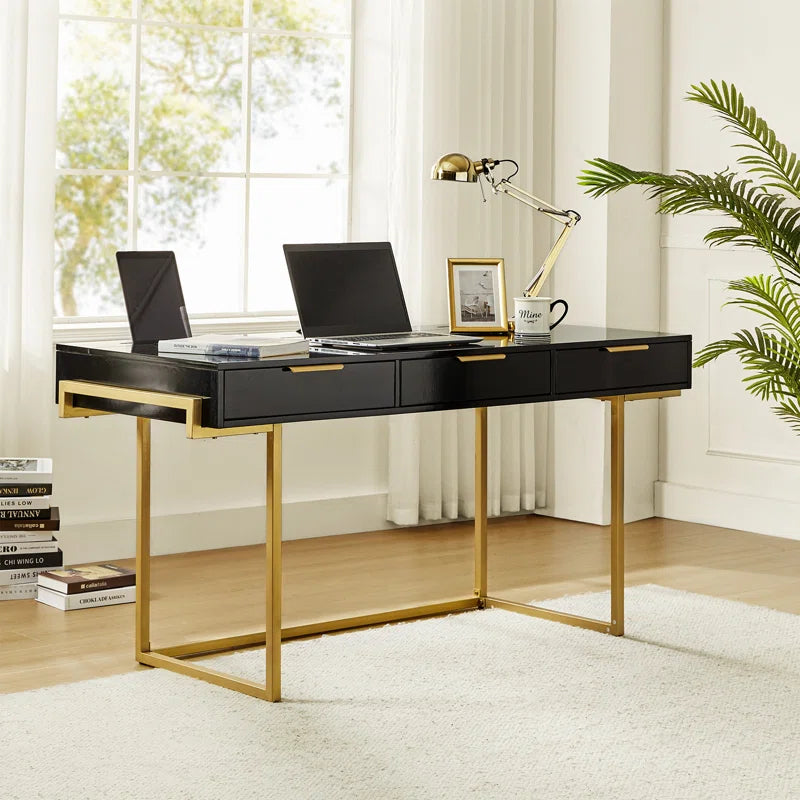 62'' W Rectangle Writing Desk with Built-in Charging Station，Cable Management，Slot Holders