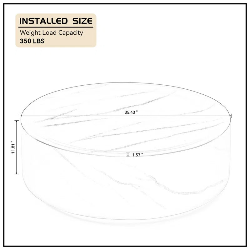 Round Coffee Table for Living Room – Drum Center Table with Laminate sheet Surface, Modern Minimalist Design