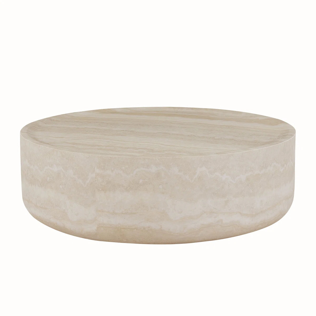 Round Coffee Table for Living Room – Drum Center Table with Laminate sheet Surface, Modern Minimalist Design