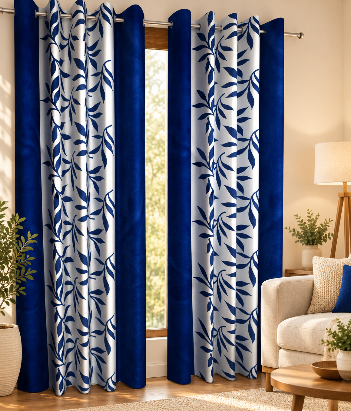 3D Floral Eyelet Door Curtain, 7 Feet, Light Filtering Polyester Curtain for Living Room and Bedroom, 46 × 84 Inches, Pack of 1