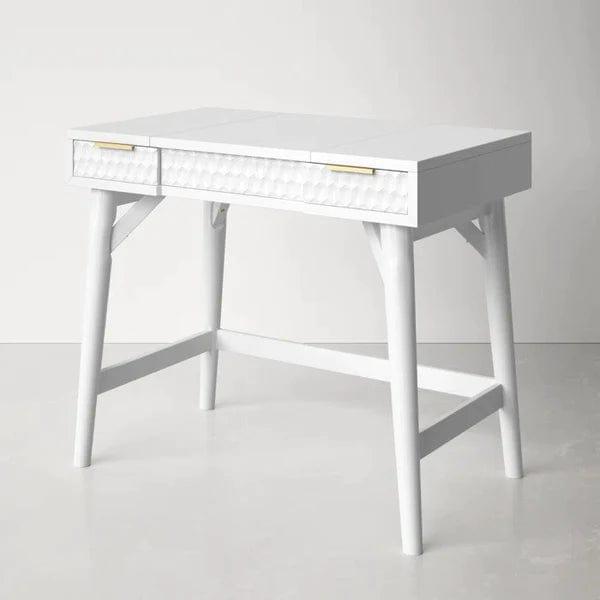 Krzysztof Vanity dressing table Writing Desk with Storage Drawers, White Secretary Desk for Home Office, Computer Desk with Drawres, Small Vanity Desk for Bedroom - Ouch Cart 