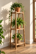 Rustic Wooden Plant Stand for Indoor Plants | 3-Tier Multi-Level Plant Shelf for Living Room, Balcony & Small Spaces