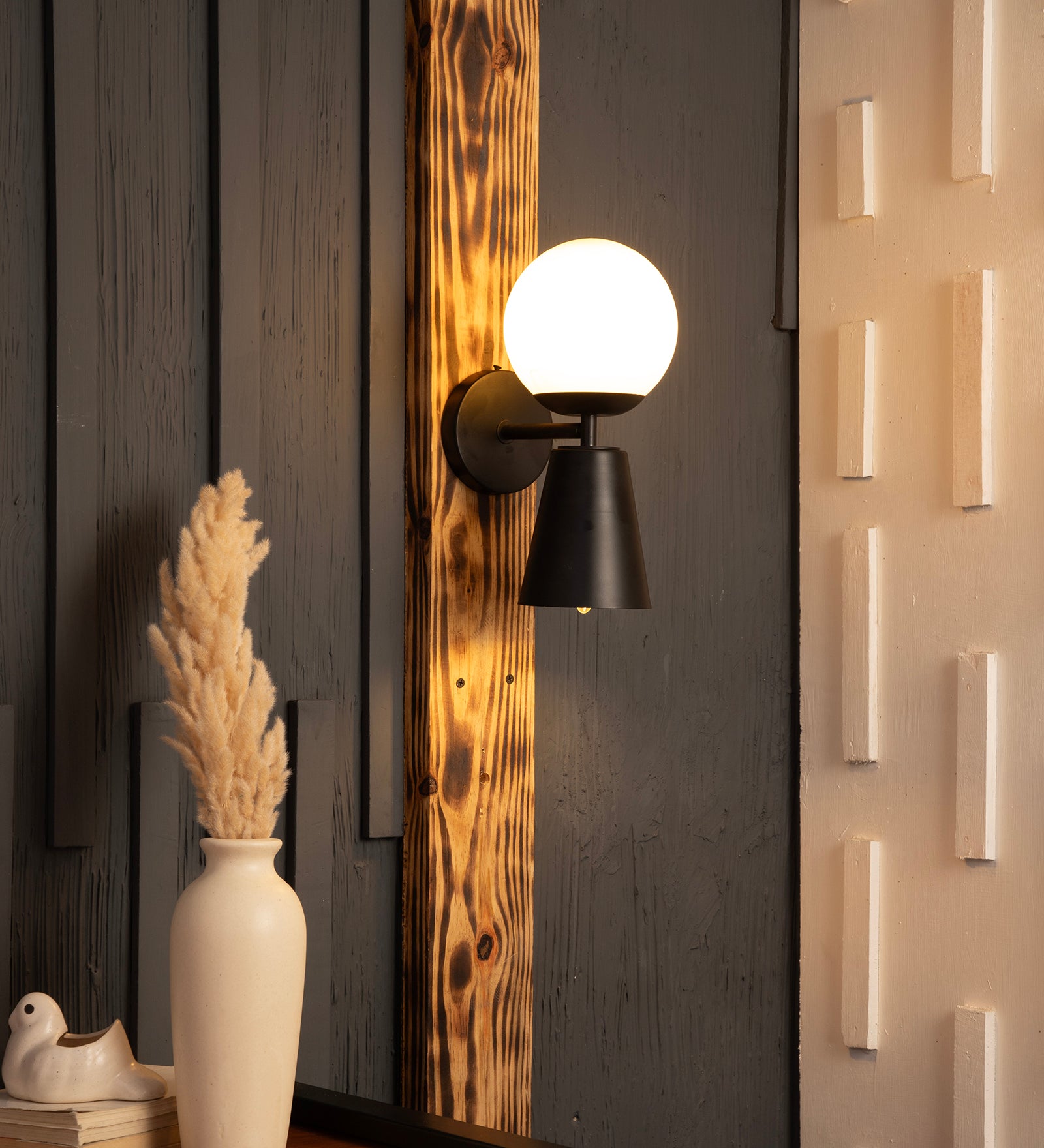 Mid Century Globe Black Wall Light By Shoppeefry