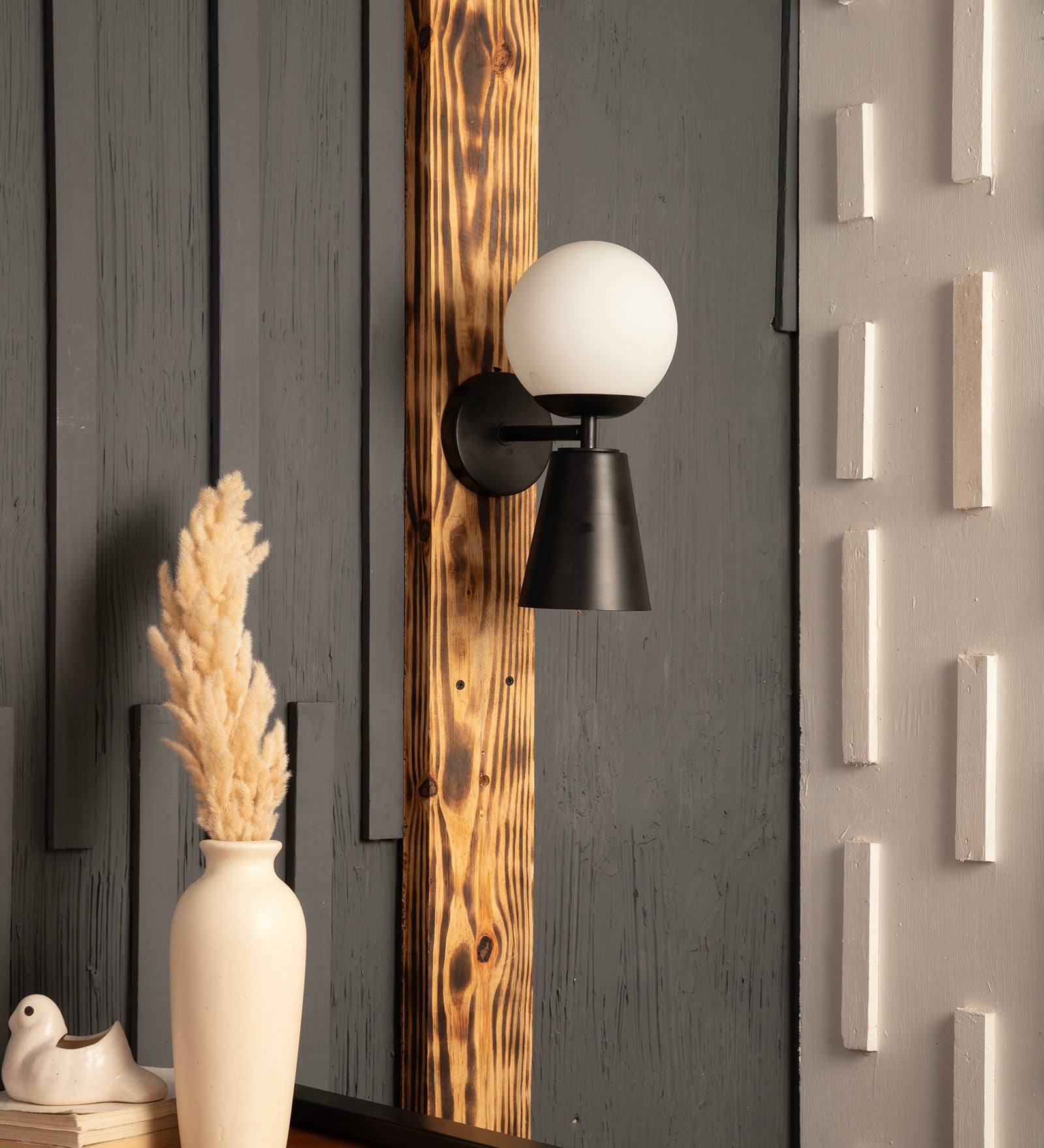 Mid Century Globe Black Wall Light By Shoppeefry