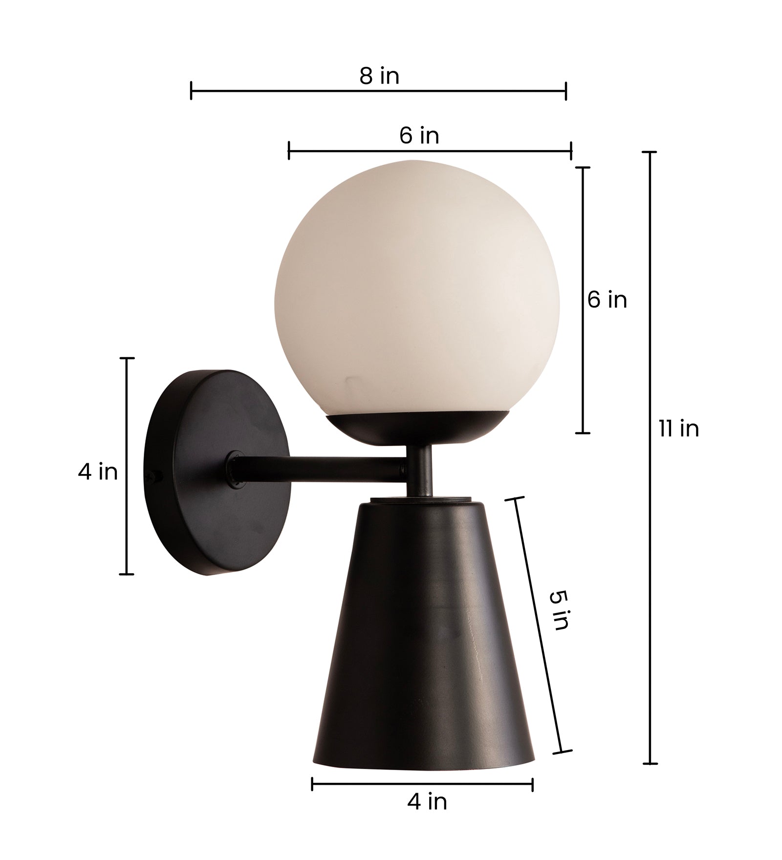 Mid Century Globe Black Wall Light By Shoppeefry