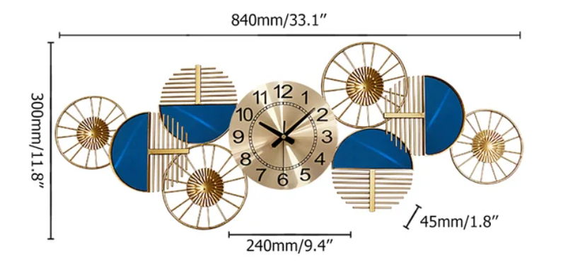 Four Wheels Wallclock 30*10 Inch Dial Size 8Inch