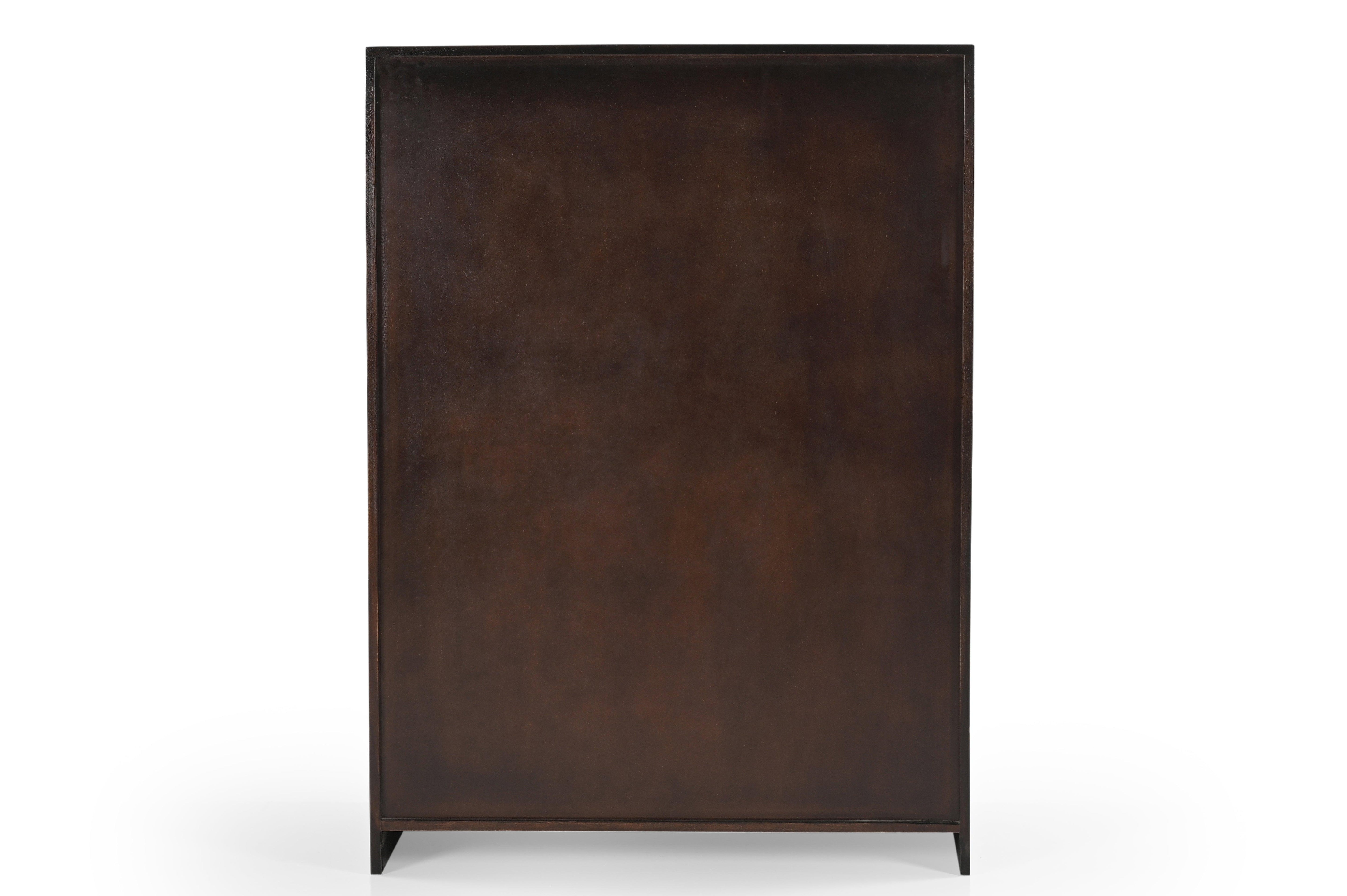 Ambry Sheesham Wood Bar Cabinet In Dark Reddish Brown Two Drawers