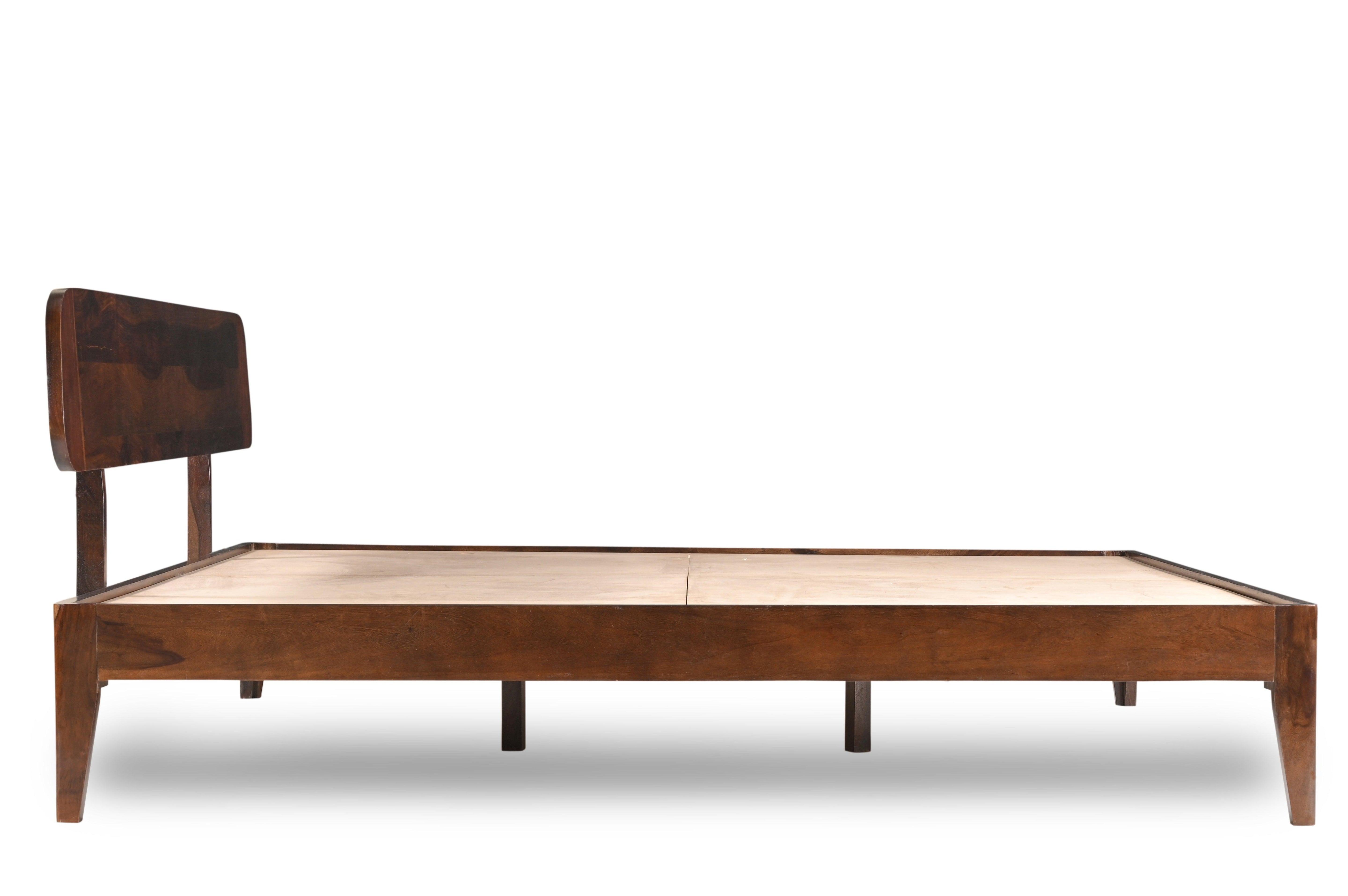 Fabica Low Sheesham Wood Bed In Light Rosewood Without Box Storage