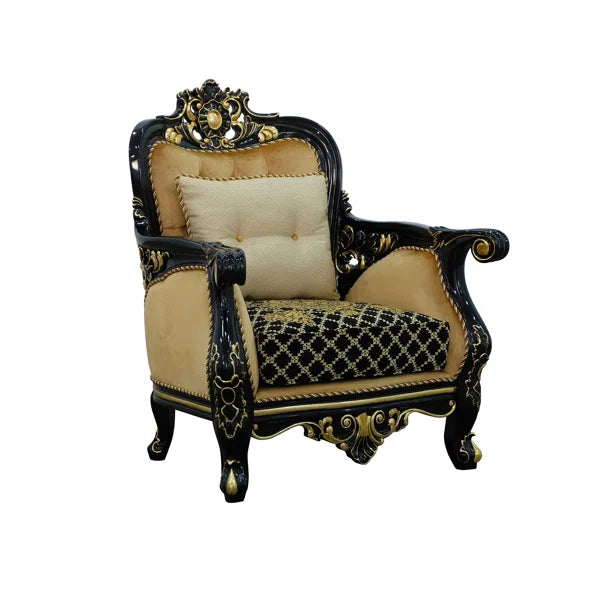  Baroque Hand-Carved Sofa with Gold Leaf Finish, Solid Mahogany