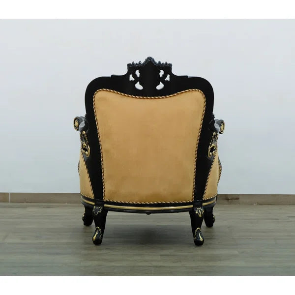  Baroque Hand-Carved Sofa with Gold Leaf Finish, Solid Mahogany