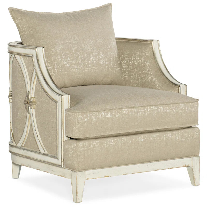 Sanctuary 2 Lounge Chair with Wood Frame & Glitter Pearl Fabric