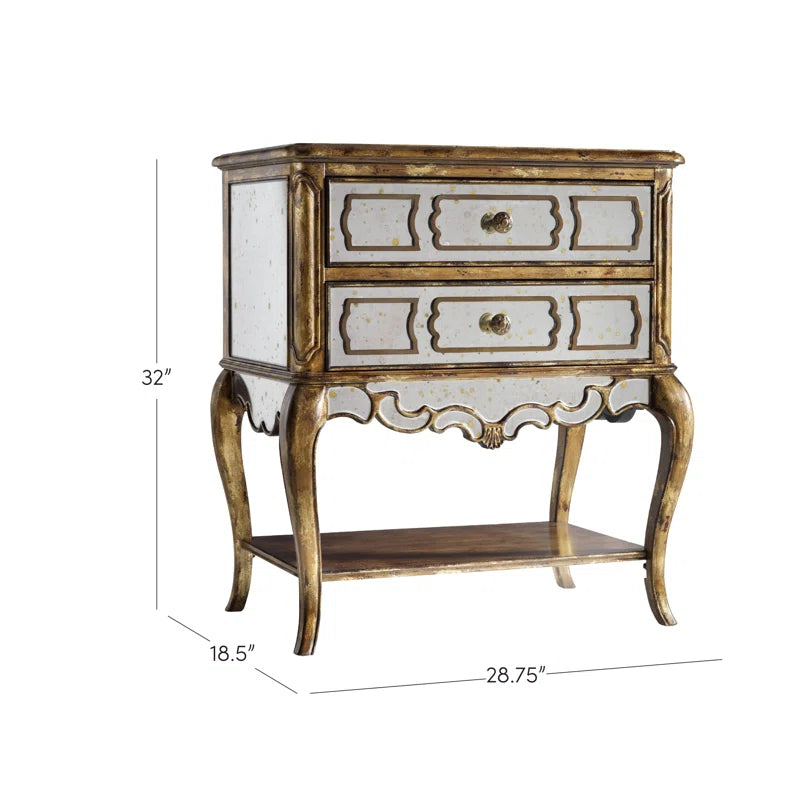 Sanctuary Mirrored Leg Nightstand - Bling