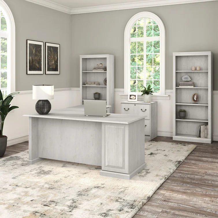 Reversible L-Shape Computer Desk with Drawers