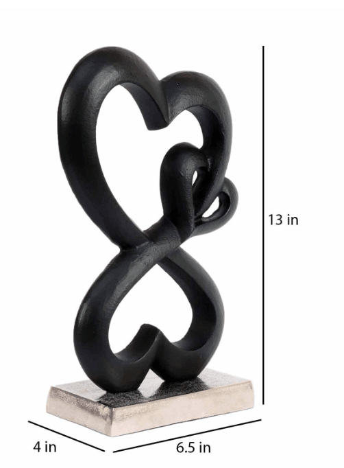 Family Heart Black And Silver Base Raw Finish Small Sculpture, - Ouch Cart 