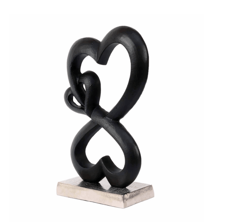 Family Heart Black And Silver Base Raw Finish Small Sculpture, - Ouch Cart 