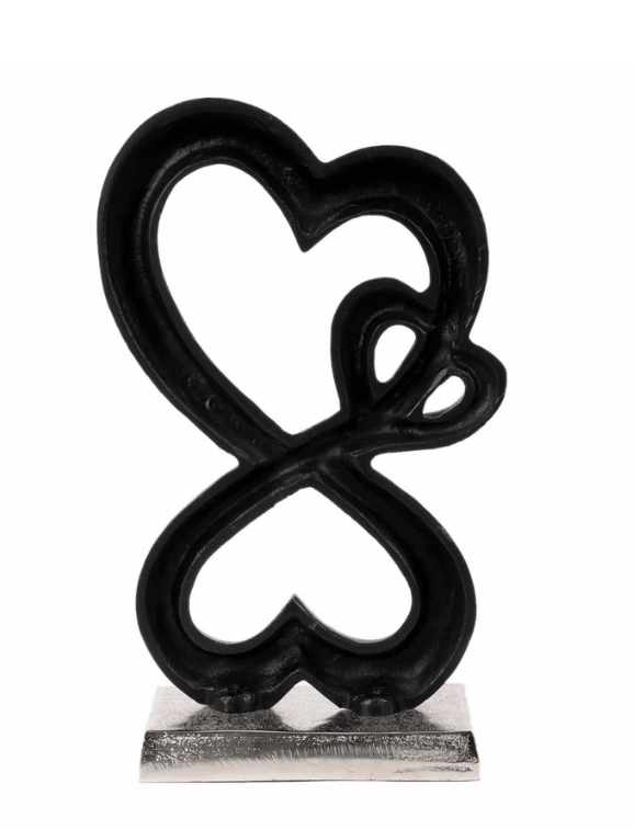 Family Heart Black And Silver Base Raw Finish Small Sculpture, - Ouch Cart 