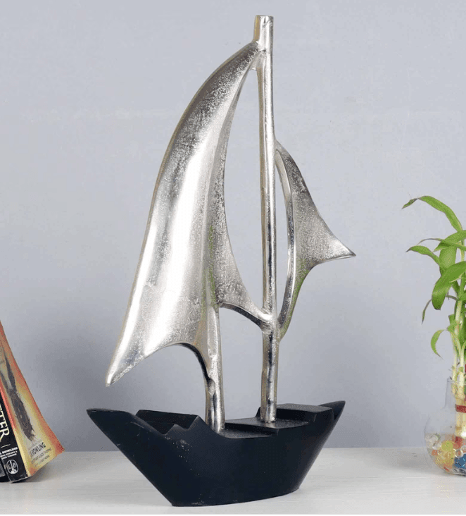 Dream Boat Large Raw Silver Finish Aluminium Boat, - Ouch Cart 