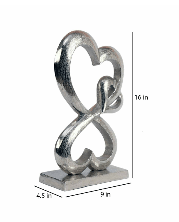 Family Heart Silver Raw Finish Large Sculpture, - Ouch Cart 