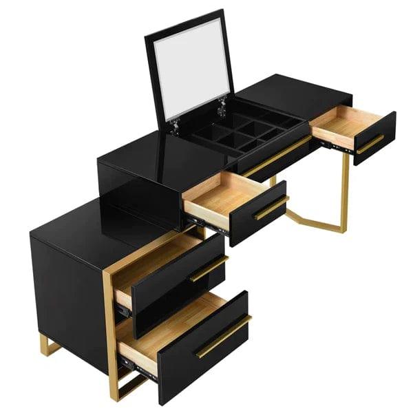 Ida Wide Vanity with Mirror Vanity wooden dressing table, Vanity Makeup Mirror Desk, Girls vanities Set Table with 4 Drawers and Mirror, para Mujer, Dressing Table - Ouch Cart 