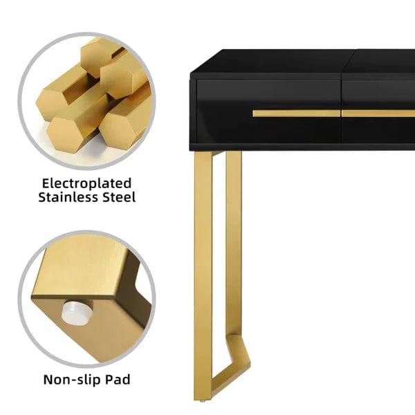 Ida Wide Vanity with Mirror Vanity wooden dressing table, Vanity Makeup Mirror Desk, Girls vanities Set Table with 4 Drawers and Mirror, para Mujer, Dressing Table - Ouch Cart 