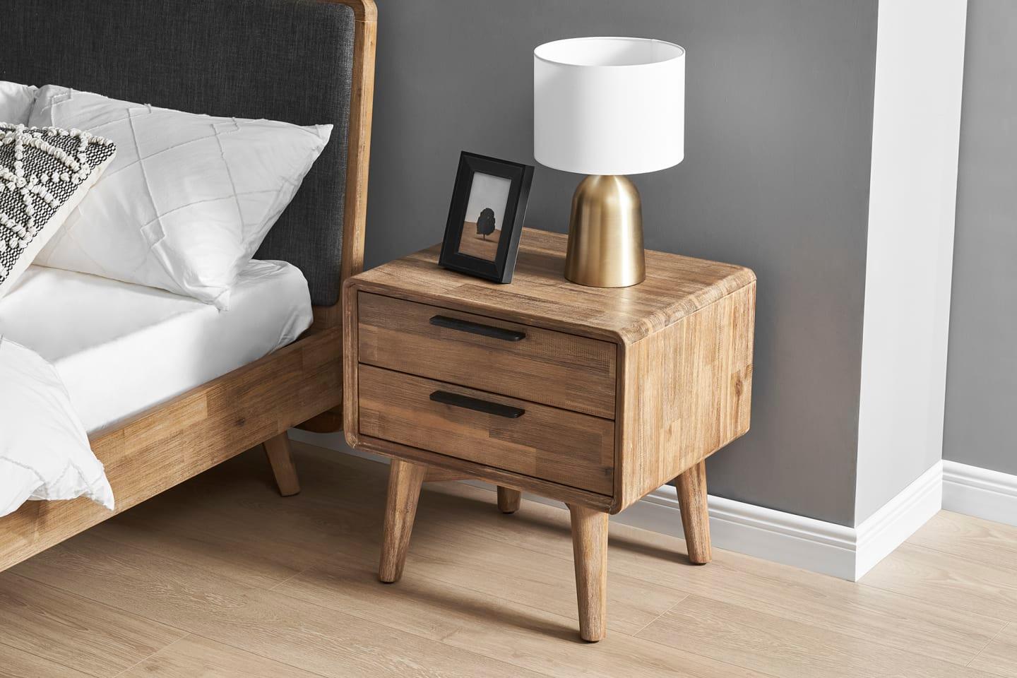 Solid Acacia Wood Seb Nightstand - Ouch Cart 