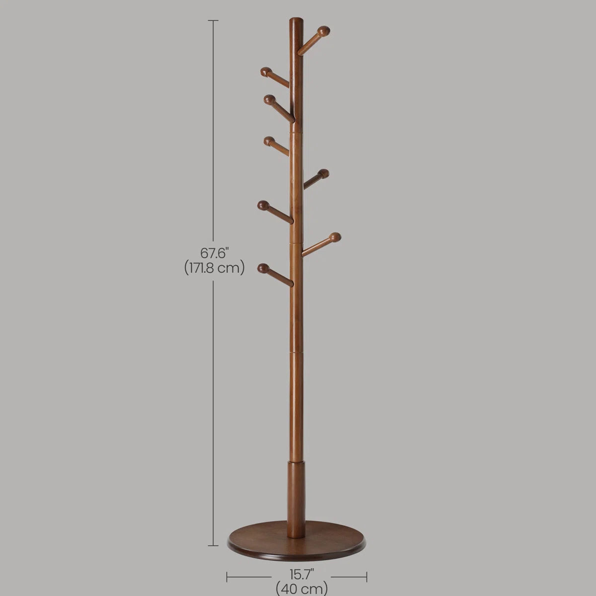 Ouch Cart Solid Wood 7-Hook Freestanding Coat Rack | Stylish Clothes & Hat Stand