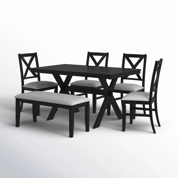 "6-Piece Trestle Dining Set: Timeless Design for a Warm, Inviting Dining Experience"