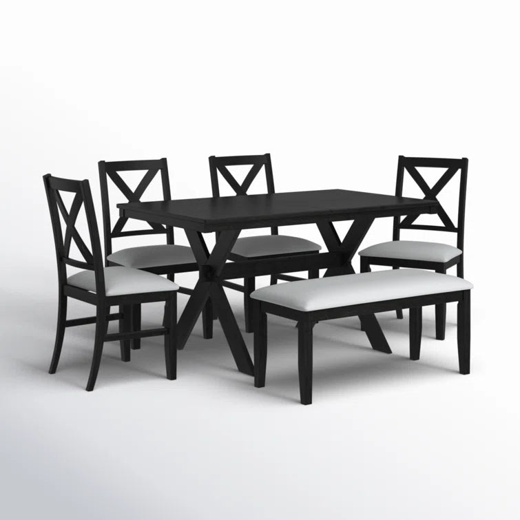 "6-Piece Trestle Dining Set: Timeless Design for a Warm, Inviting Dining Experience"