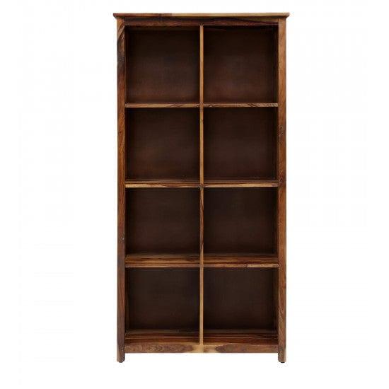 Solid Sheesham Wood Large Vertical Bookshelf Strip Design (Standard, Honey Finish) - Ouch Cart 