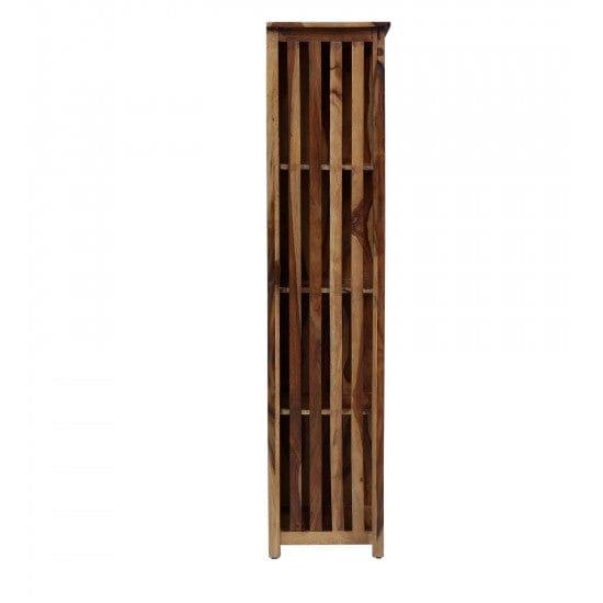 Solid Sheesham Wood Large Vertical Bookshelf Strip Design (Standard, Honey Finish) - Ouch Cart 