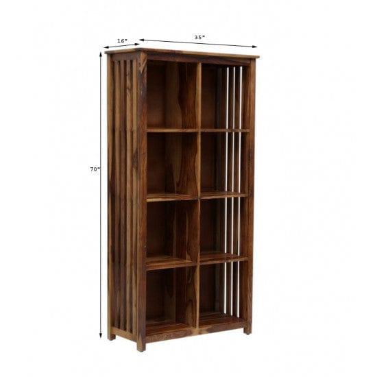 Solid Sheesham Wood Large Vertical Bookshelf Strip Design (Standard, Honey Finish) - Ouch Cart 