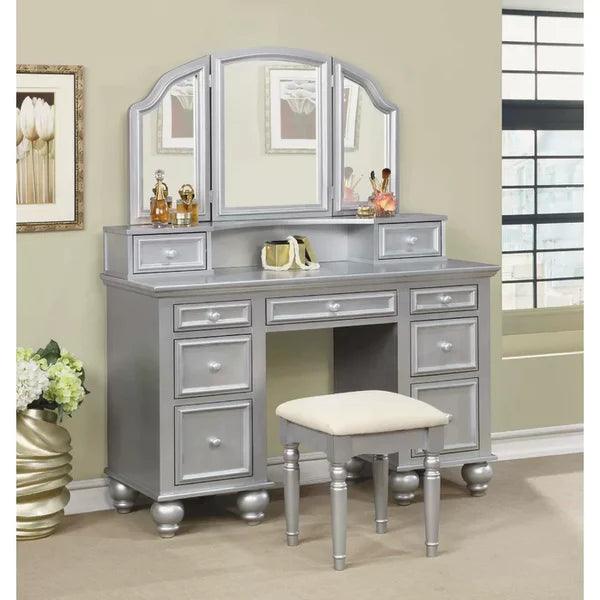 Zoomen Drop Vanity modern dressing table designs for bedroom with miroor with stool - Ouch Cart 