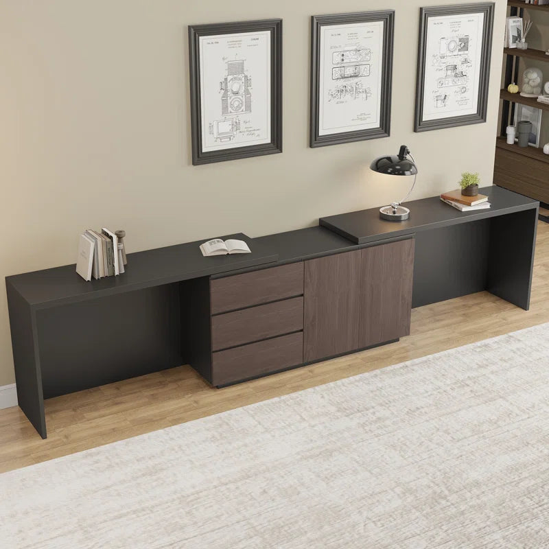 Modern Home Office Expandable Desk with Storage Drawers