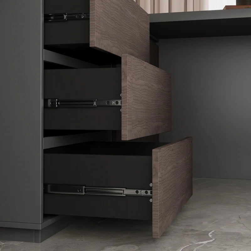 Modern Home Office Expandable Desk with Storage Drawers