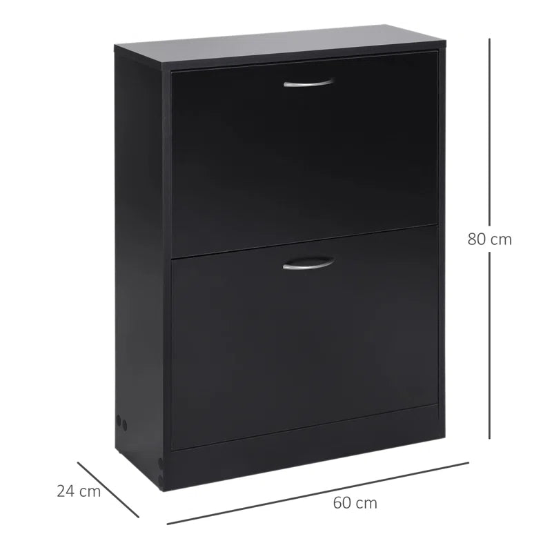 Oliver  Cabinet Storage Cupboard 2-Tier Wood Tipping Bucket Modern Hall Organizer With Drawer Adjustable Shelf Large-Capacity Black