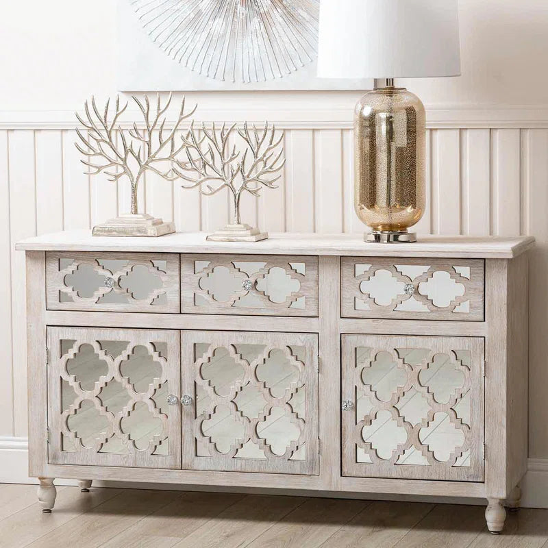 Oliver for Living Room Hallway Furniture, 143cm 3 Drawer 3 Door Cupboard Wooden Storage Cabinet