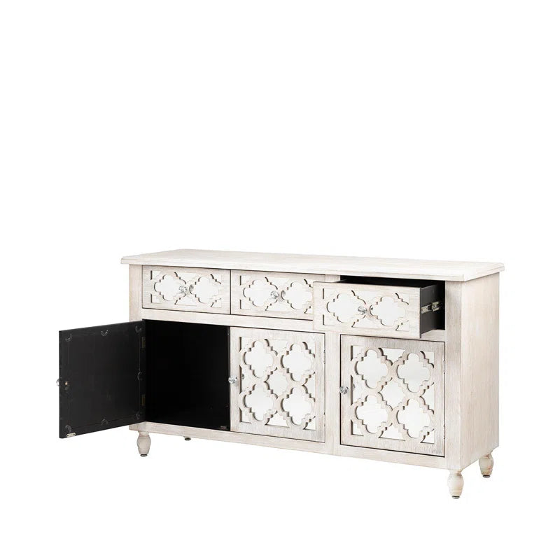 Oliver for Living Room Hallway Furniture, 143cm 3 Drawer 3 Door Cupboard Wooden Storage Cabinet