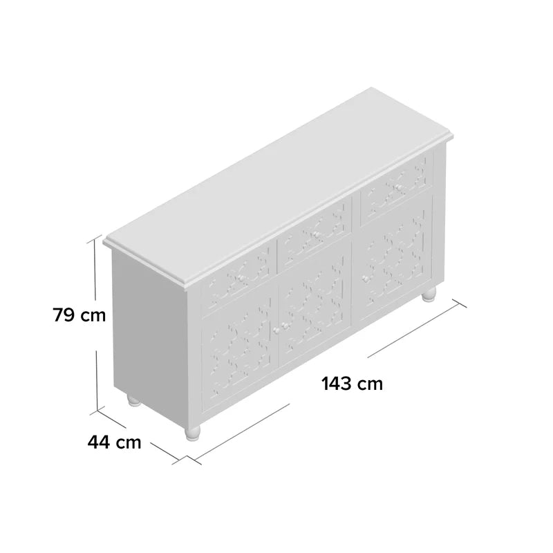 Oliver for Living Room Hallway Furniture, 143cm 3 Drawer 3 Door Cupboard Wooden Storage Cabinet
