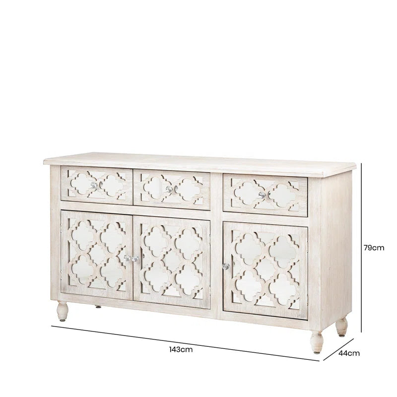 Oliver for Living Room Hallway Furniture, 143cm 3 Drawer 3 Door Cupboard Wooden Storage Cabinet