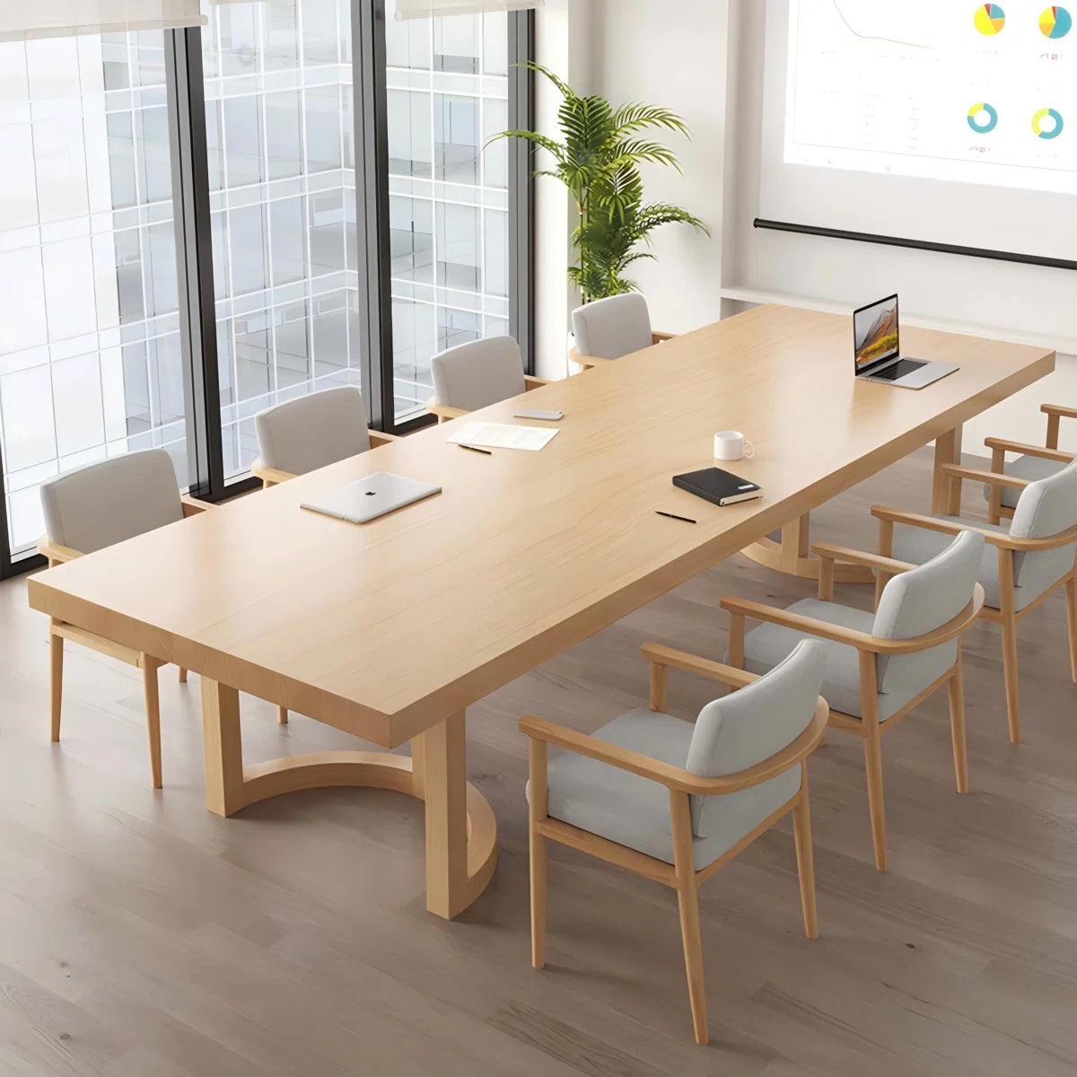 Simple Rectangular Solid Wood Conference Table
